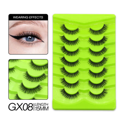 GROINNEYA Cat Eye Lashes Natural long Manga Lashes Faux Mink Eyelashes Winged End Eye Elongated Eyelashes Fake Lashes Soft