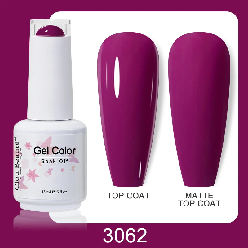 Clou Beaute Nail Gel Polish Kit 15ml Soak Off UVLED Nails Varnish Semi Permanent Nail Art Gels Lacquer Top Base Coat Gel Lacquer