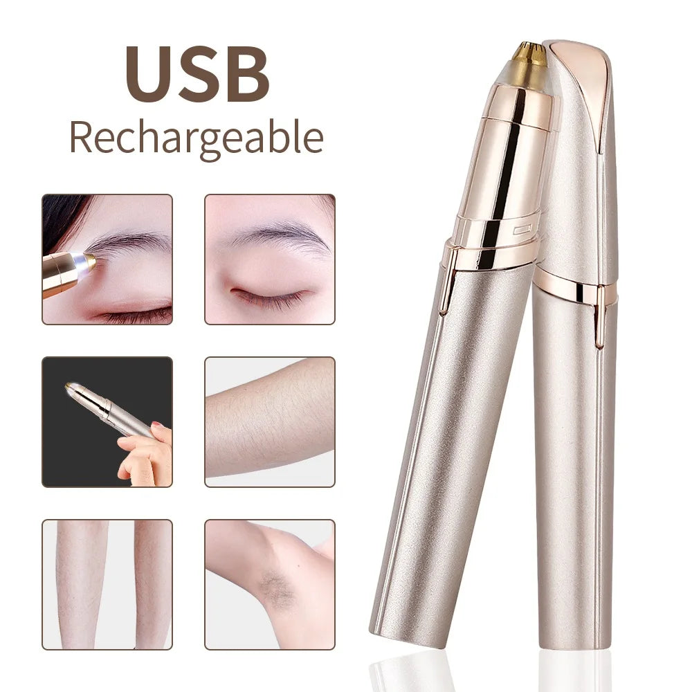 Electric Eyebrow Trimmer Mini Eyebrow Epilator Portable Facial Hair Shaver Lip Hair Nose Hair Removal Razor Women Trimmers