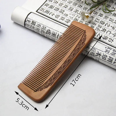 1Pcs Peach Wood Comb Flower Painted Anti-Static Natural Head Massage Comb Handmade Wooden Hair Comb Hair Styling Tools For Gift