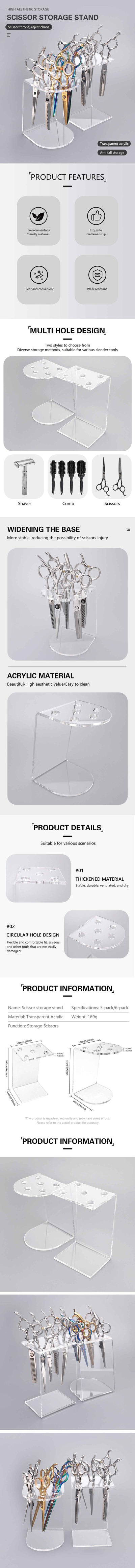 Professional Barber Shears Storage Display Stand Barbershop Scissors Holder Makeup Brushes Organizer Rack Salon Tool Accessories