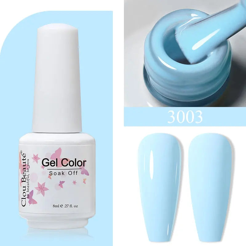 Clou Beaute 8ml Gel Polish Colorful Glitter UV Nail Gel Vernis Semi Permanent Glass Bottle Blue Green White Soak Off Gel Nail