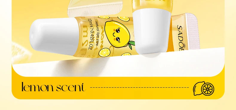 3pcs/set SADOER Crystal Jelly Lip Oil Hydrating Plumps Lip Gloss Cute Makeup Lipsticks Clear Serum Fruit Lip Balm Cosmetics Sets