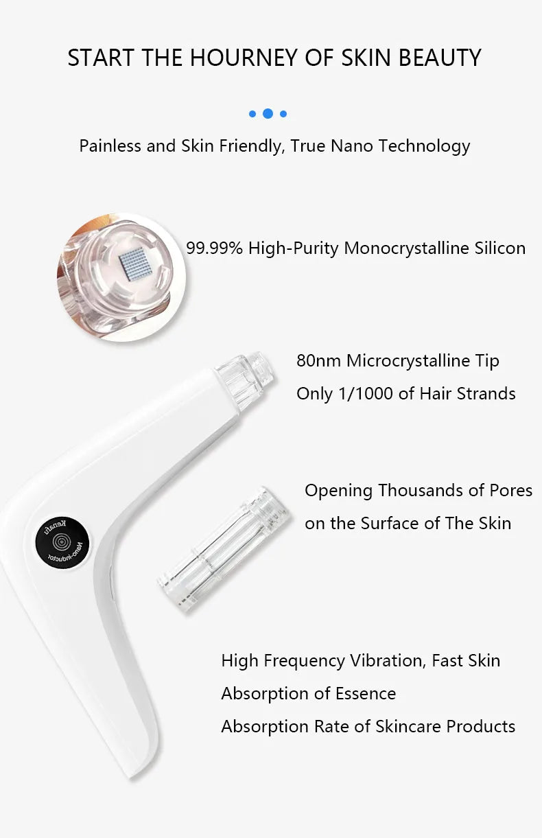 Nano Microneedling Pen Facial Skin Care Product Absorbs Device LED Light Photon Vibration Face Massager Mesogun Serum Applicator