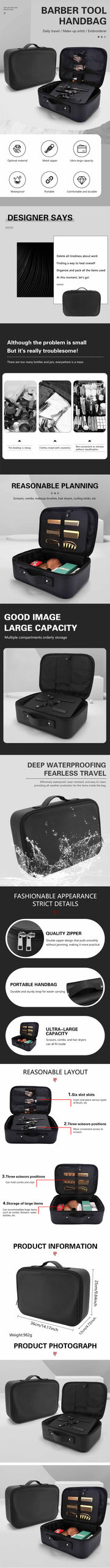 Skin Hair Scissor Salon Tool Bag Professional Barber Hairdressing Tools Large Capacity Waterproof Storage Box Portable Suitcase