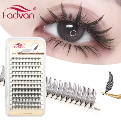FADVAN D Curl Devil Comic Cartoon Spirit Style 8-14mm Heart Feather Spire Eyelash Extension Demon Tower Top 3D Light Lash