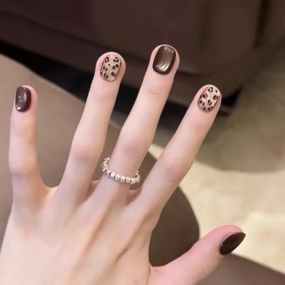 3D Leopard Print Nail Stickers Cute Kawaii Animal Print Gold Black Bow Nails Art Decals DIY Sexy Manicure Stickers Supplies