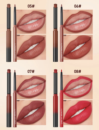 QIBEST Matte Nude Lipstick Pen Long Lasting Lipliner Lip Pencil Waterproof Lip Liner Contour Sexy Red Lip Makeup Set For Women