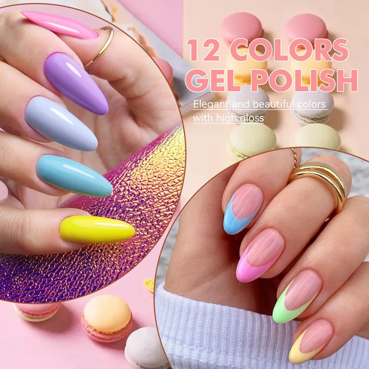 LILYCUTE 12PCs/Set 7ml Macaron Nail Gel Polish Set Semi Permanent UV Gel Nail Varnish Soak Off Gel Nail Polish Kit Nails