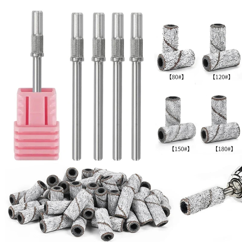 3.1mm Mini Nail Sanding Bands Mandrel For Manicure Sandpaper Ring Holder Stainless Steel Nail Drill Accessories Nail Art Tools