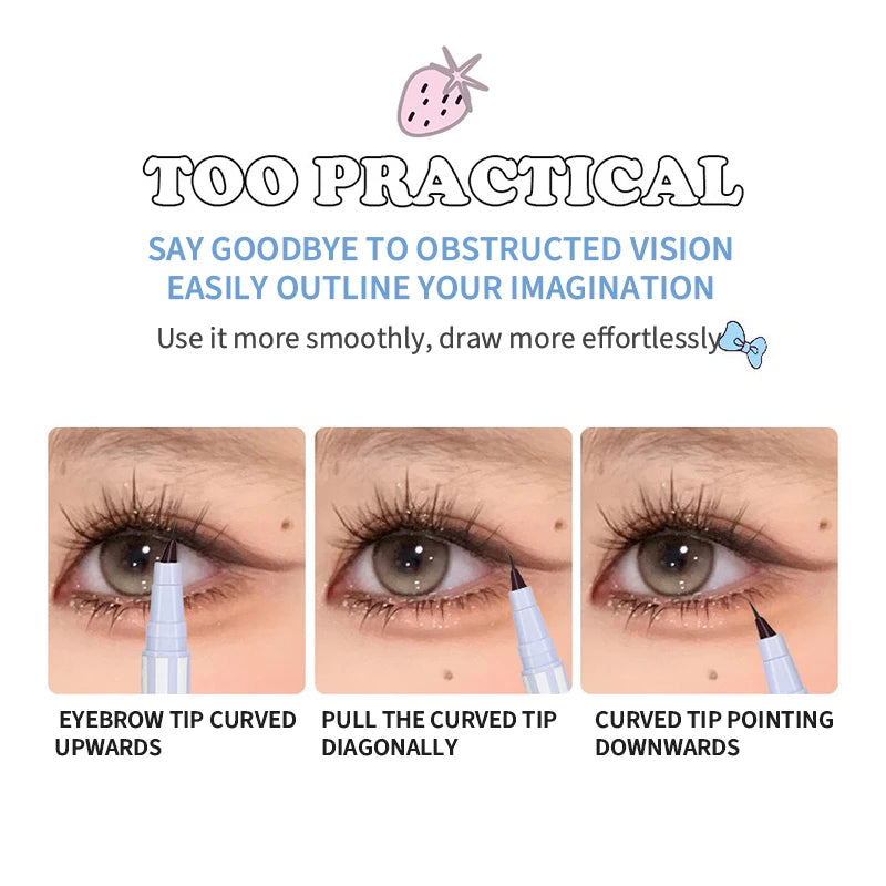 Slanting Ultra-thin Lower Eyelash Eyeliner Pen Liquid Waterproof Tea Grey Smooth Lying Silkworm Eyes Liner Pencil Makeup Tool