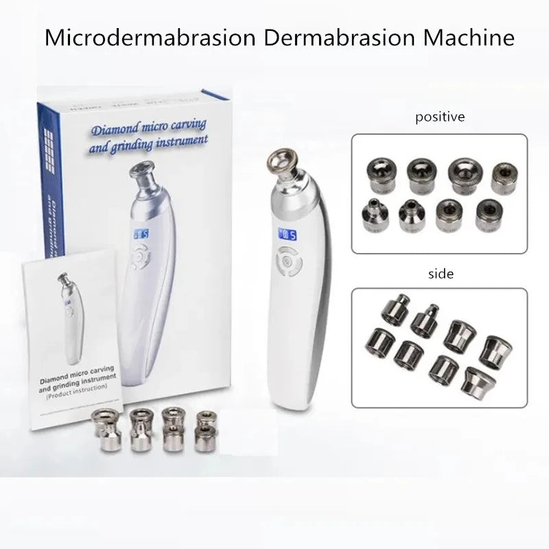 Portable Diamond Microdermabrasion Machine Facial Skin Care Blackhead Removal Beauty Device with Diamond Dermabrasion Tips