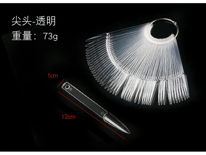 50Pcs/Set Nail Tips Colors Display Tools color plate practice nail plate fan-shaped Manicure Tools