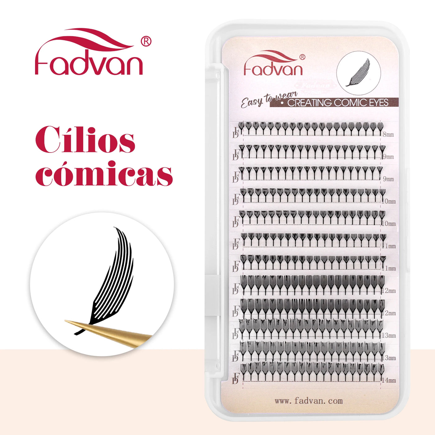 FADVAN D Curl Devil Comic Cartoon Spirit Style 8-14mm Heart Feather Spire Eyelash Extension Demon Tower Top 3D Light Lash