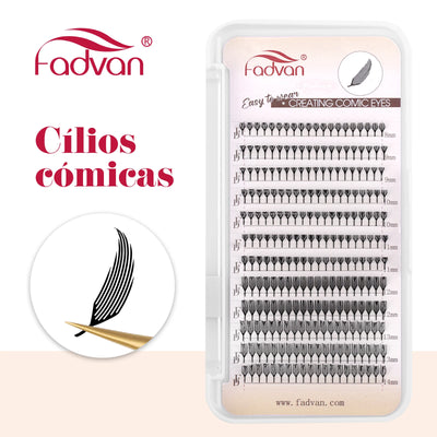 FADVAN D Curl Devil Comic Cartoon Spirit Style 8-14mm Heart Feather Spire Eyelash Extension Demon Tower Top 3D Light Lash