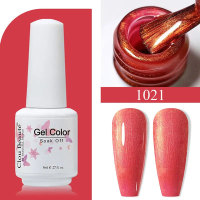 Clou Beaute 8ml Gel Polish Colorful Glitter UV Nail Gel Vernis Semi Permanent Glass Bottle Blue Green White Soak Off Gel Nail