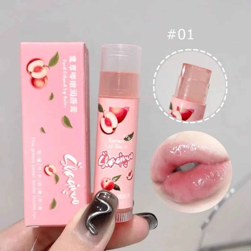 Jelly Fruit Lip Balm Plant Extract Moisturizing & Nourishing Lip Pomade Lasting Hydrating Lip Gloss Care Juicy Peach Lipsticks
