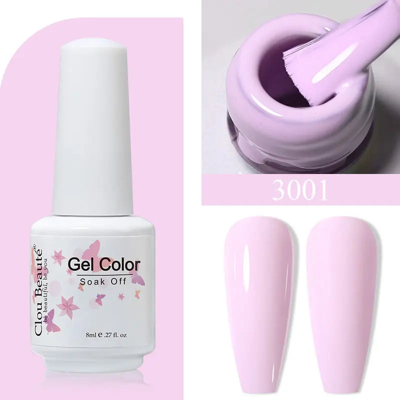 Clou Beaute 8ml Gel Polish Colorful Glitter UV Nail Gel Vernis Semi Permanent Glass Bottle Blue Green White Soak Off Gel Nail