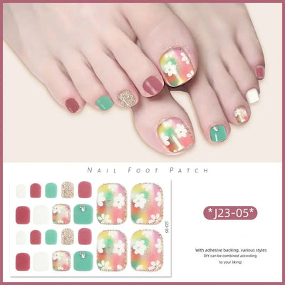 Removable Foot Nail Stickers White Flash Exquisite Toe Nail Sticker Fashion 22 Foot Nail Supplies And Manicure Tools Foot Toe