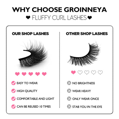 GROINNEYA 3D Fluffy False Eyelashes Look Soft Cat Eye Eyelashes Cosmetics Thick Curled Mink Eyelashes lashes Extension  Makeup