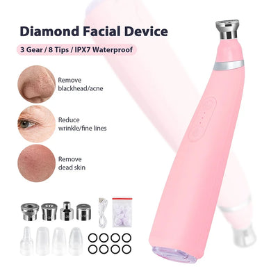 Foreverlily Portable Diamond Peeling Machine Microdermabrasion Facial Cleaning Device Exfoliation Vacuum Blackhead Remover