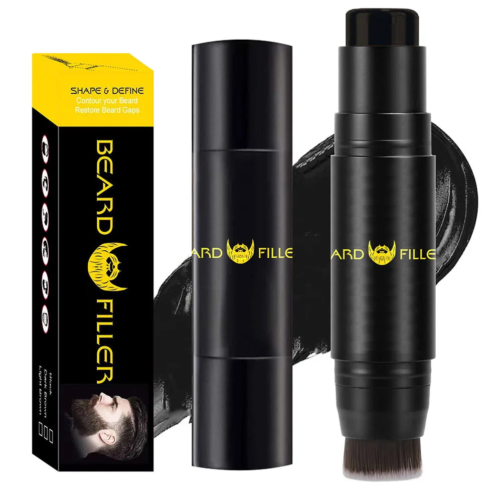 Men Beard Filling Stamp Beard Pencil Filler Waterproof Moustache Pen Beard Brush Enhancer Moustache Coloring Shaping Sweatproof