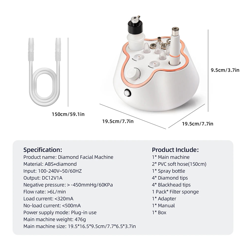 Professional 3 in1 Diamond Microdermabrasion Machine Water Spray Exfoliation Beauty Machine Removal Wrinkle Facial Peeling Tools