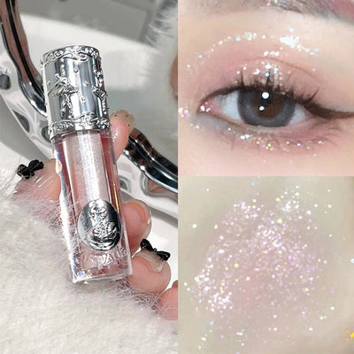 Silicone Brush Liquid Eyeshadow Pearlescent Shimmer Long Lasting Monochrome Pearly Fine Sparkling Sequins Eye Shadow Highlighter