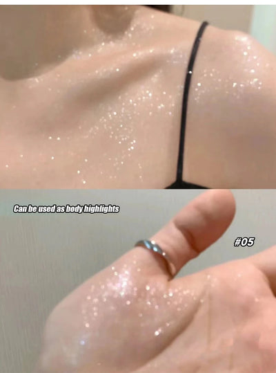 Silicone Brush Liquid Eyeshadow Pearlescent Shimmer Long Lasting Monochrome Pearly Fine Sparkling Sequins Eye Shadow Highlighter