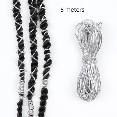Dreadlock Braids Hair Accessories Silver Gold Braiding Hair Deco Styling Shimmer Stretchable African Braid Braided Elastic Cord