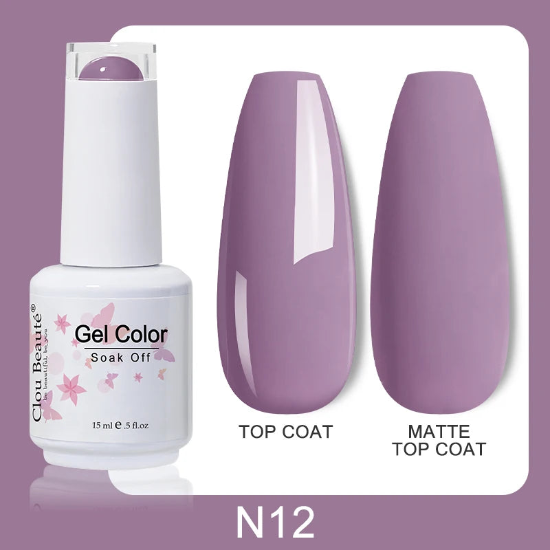 Clou Beaute Nail Gel Polish Kit 15ml Soak Off UVLED Nails Varnish Semi Permanent Nail Art Gels Lacquer Top Base Coat Gel Lacquer