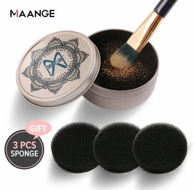 MAANGE Makeup Brush Cleaner Sponge Remover Color Off Make up Brushes Cleaning Mat Box Powder Brush Washing Cosmetic Clean Kits