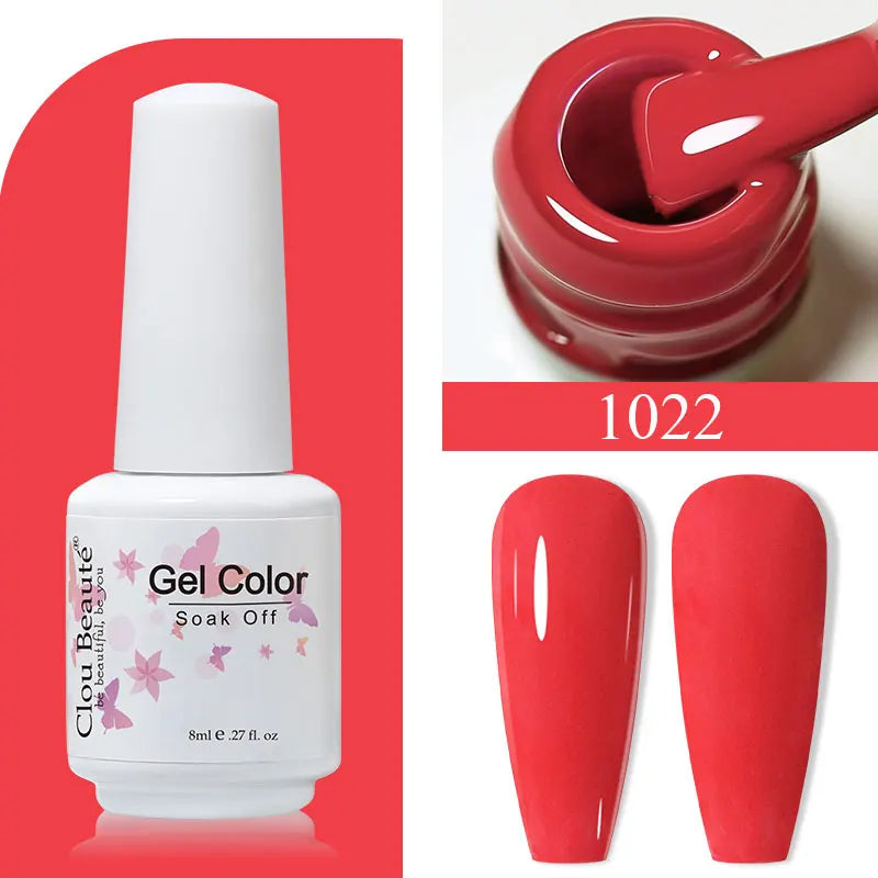 Clou Beaute 8ml Gel Polish Colorful Glitter UV Nail Gel Vernis Semi Permanent Glass Bottle Blue Green White Soak Off Gel Nail