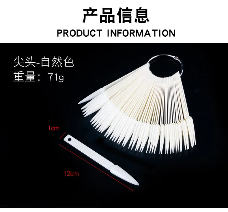 50Pcs/Set Nail Tips Colors Display Tools color plate practice nail plate fan-shaped Manicure Tools