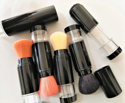 2 in 1 Foundation Brush Makeup Brush Empty Travel Blush with Refillable Loose Powder Bottle Jar Makeup Beauty Tools