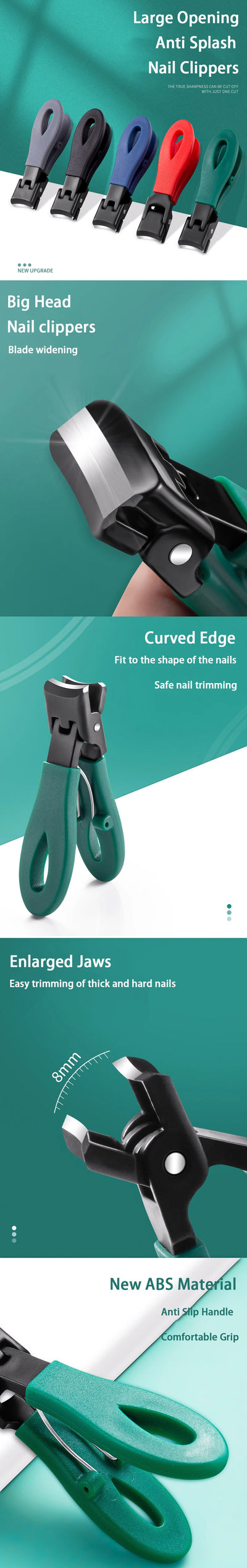 Portable Ultra Sharp Nail Clippers Stainless Steel Wide Jaw Opening Anti Splash Toe Fingernail Trimmers For Woman Man