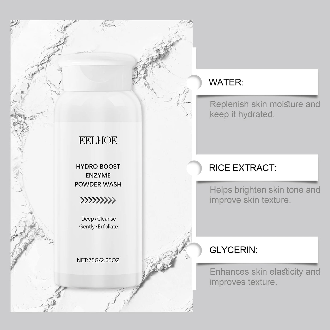 Enzyme Face Wash Powder 75g Gentle Exfoliating Cleanser for Sensitive Skin Removes Dirt Brightens Skin Travel Friendly Formula