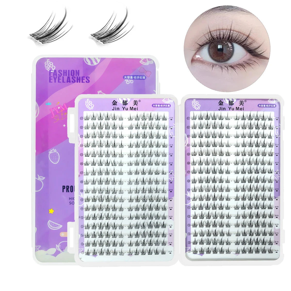 QSTY 32 Rows High Quality Beauty Eyelash Book Eyelash Extension 192-384 PCS Lash Cluster Individual False Eyelashes Clusters