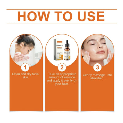 Vitamin C Whitening Serum Remove Freckles Dark Spots Face Essence Fade Melasma Melanin Brighten Repair Dull Skin Care Cosmetics