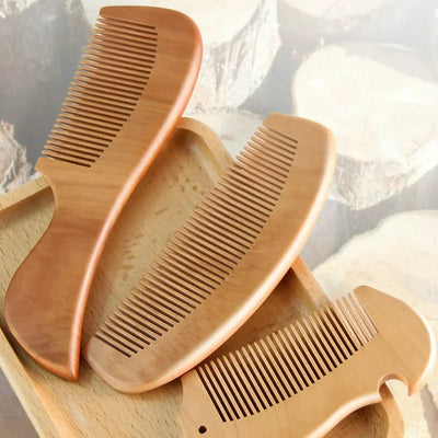 1Pcs Peach Wood Comb Flower Painted Anti-Static Natural Head Massage Comb Handmade Wooden Hair Comb Hair Styling Tools For Gift