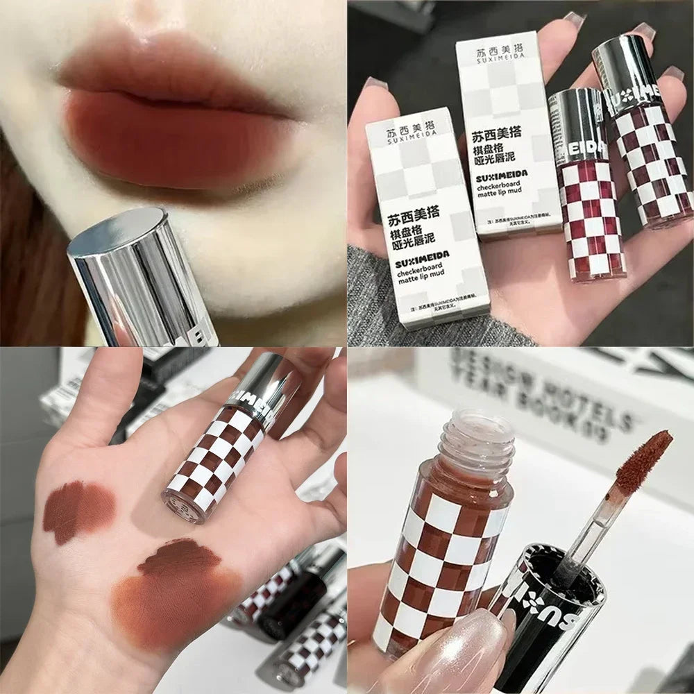 6 Color Punk Dark Red Lip Gloss Matte Lipstick Lasting Waterproof Smoky Dark Nude Purple Durable Natural Lip Tint Korea Makeup