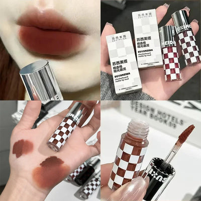 6 Color Punk Dark Red Lip Gloss Matte Lipstick Lasting Waterproof Smoky Dark Nude Purple Durable Natural Lip Tint Korea Makeup