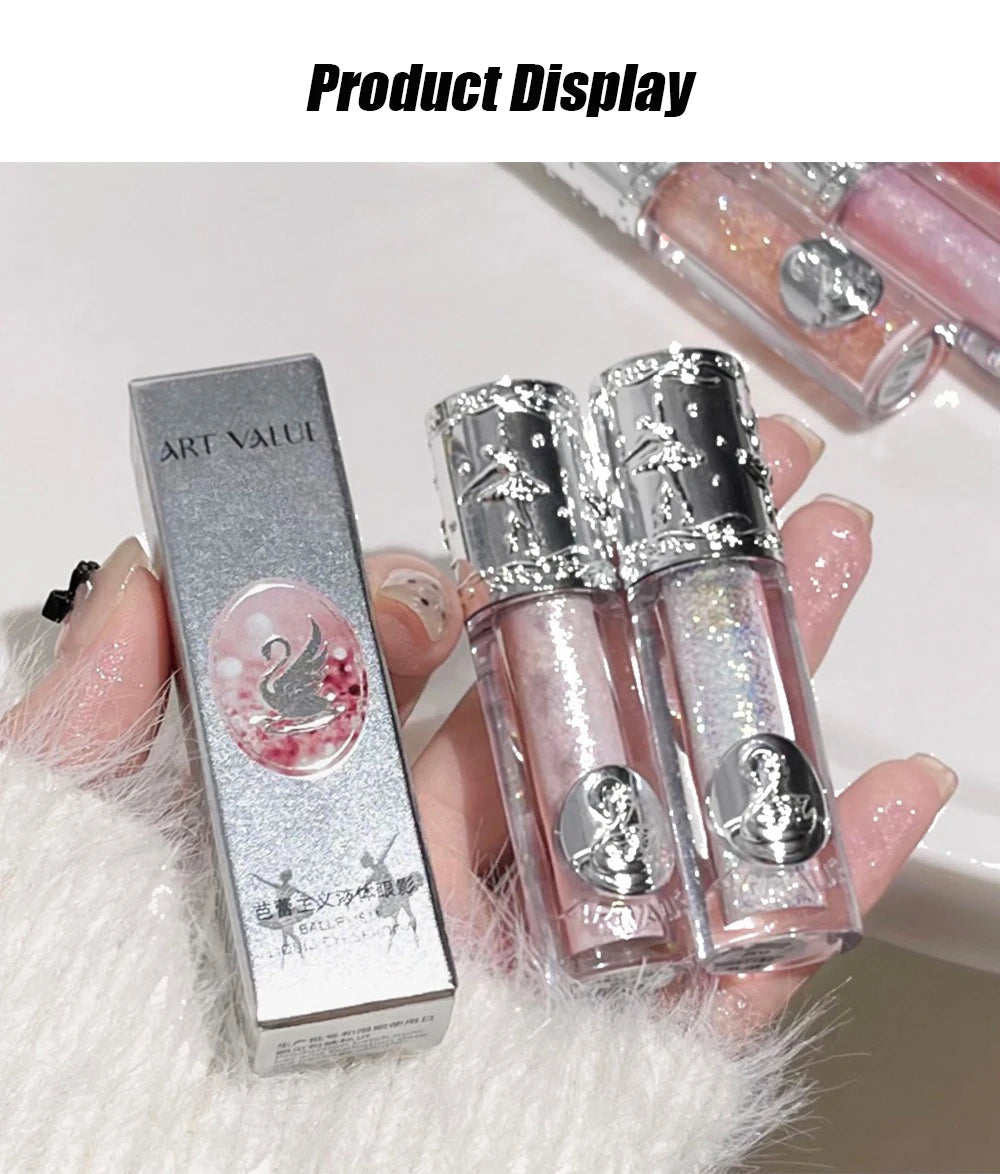 Silicone Brush Liquid Eyeshadow Pearlescent Shimmer Long Lasting Monochrome Pearly Fine Sparkling Sequins Eye Shadow Highlighter