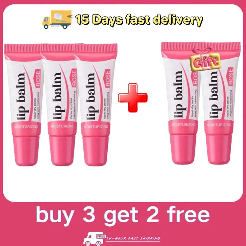Rose Lip Balm Soft Lasting Nourishment and Moisture for Men and Women Fade Fine Lines Daily Care Lip Balm Clear Beautiful Skin