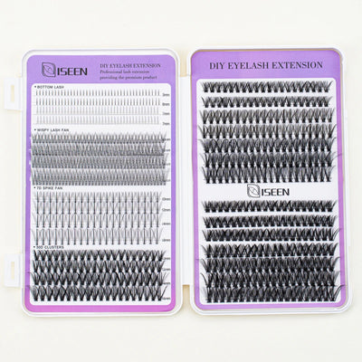 Eyelash Extension Kit DIY Eyelash Clusters Large Capacity Mix Styles Individual Lashes Kit with Lash Tweezers for Self Use