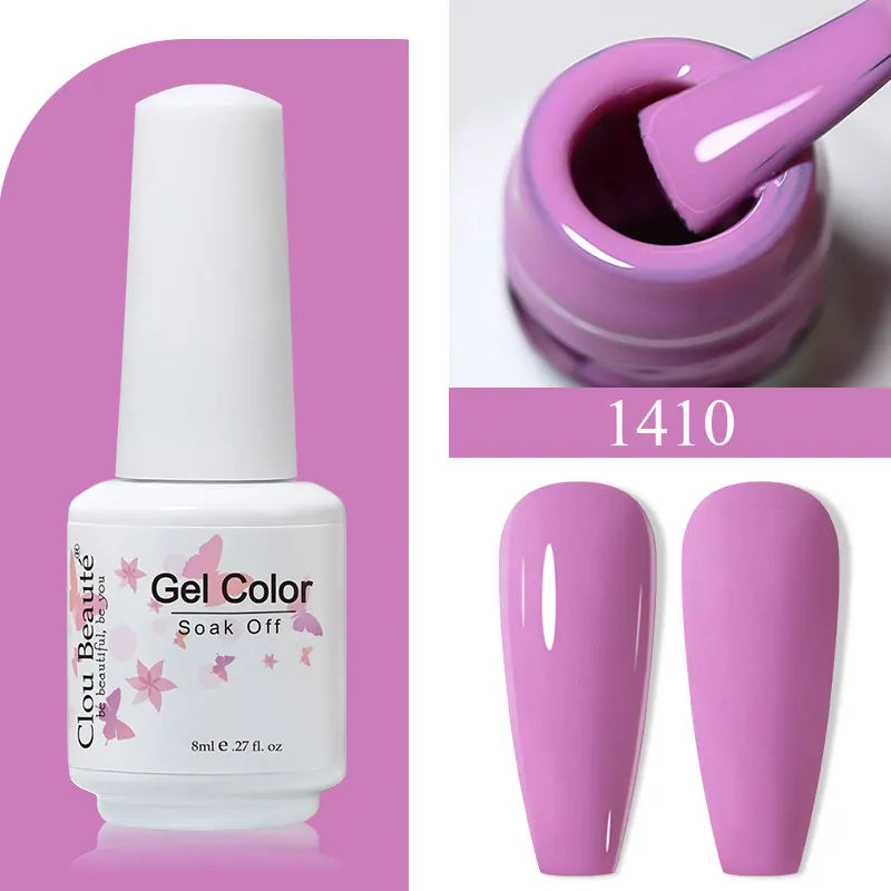 Clou Beaute 8ml Gel Polish Colorful Glitter UV Nail Gel Vernis Semi Permanent Glass Bottle Blue Green White Soak Off Gel Nail