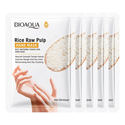 BIOAQUA Whte Rice Hand Mask Moisturizing Whitening Nourishing Anti-aging Hydrating Hand Gloves for Hands Skin Care Products