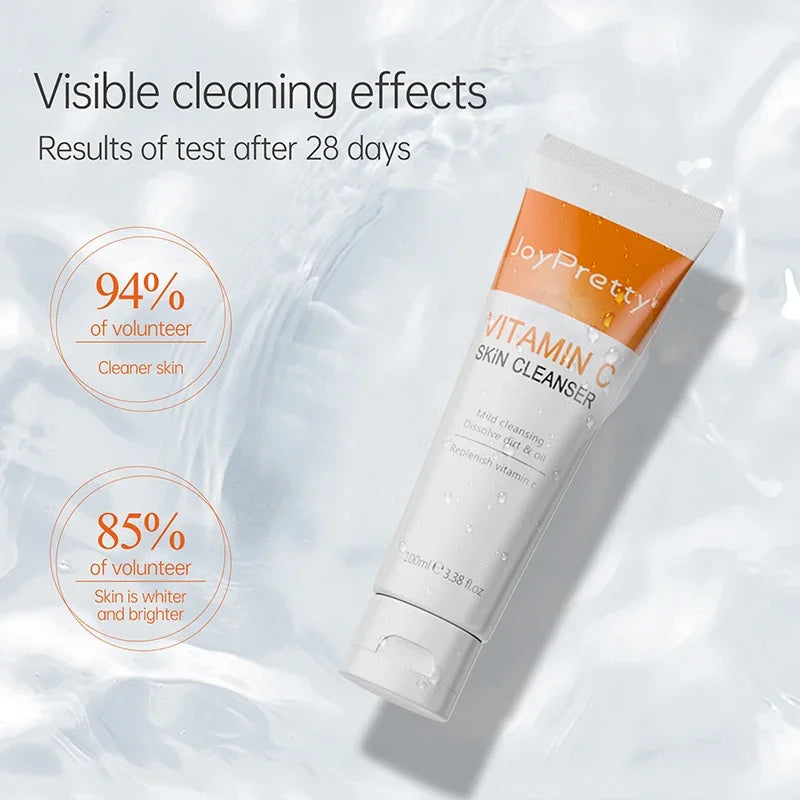 JoyPretty Vitamin C Facial Cleanser Oil Control Exfoliates Deep Cleaning Moisturizing Face Skin Care Cosmetics