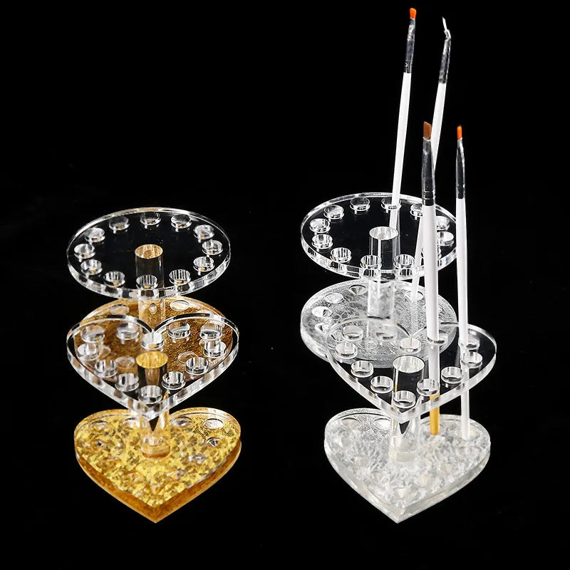 1Pc Nail Polish Brush Pen Holder Heart-shaped UV Gel Painting Pen Display Organizer Manicre Acrylic Nail Art  Accesories