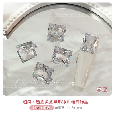 10-20PCS Super Sparkle Clear Translucent Zircon Nake Pointed Diamonds Nail Art Rhinestones Decorations Manicure Ornaments